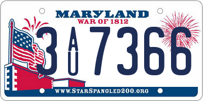 MD license plate 3AU7366