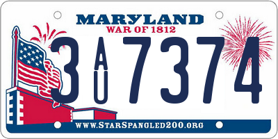 MD license plate 3AU7374