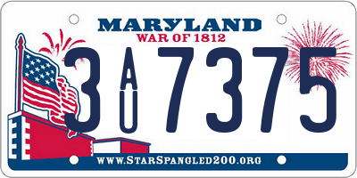 MD license plate 3AU7375