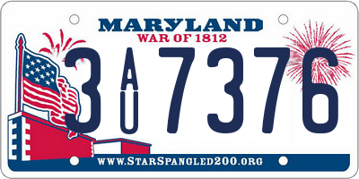 MD license plate 3AU7376