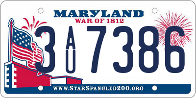MD license plate 3AU7386