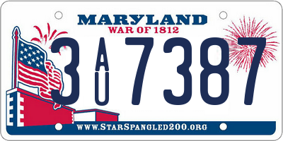 MD license plate 3AU7387