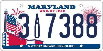 MD license plate 3AU7388