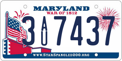 MD license plate 3AU7437