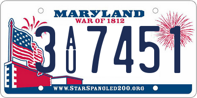 MD license plate 3AU7451