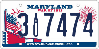 MD license plate 3AU7474
