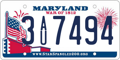 MD license plate 3AU7494