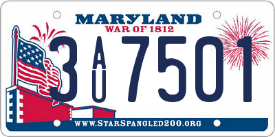 MD license plate 3AU7501