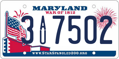 MD license plate 3AU7502