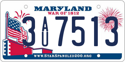 MD license plate 3AU7513