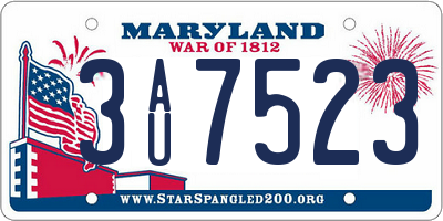 MD license plate 3AU7523
