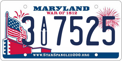 MD license plate 3AU7525