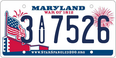 MD license plate 3AU7526