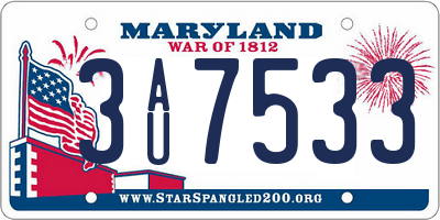 MD license plate 3AU7533