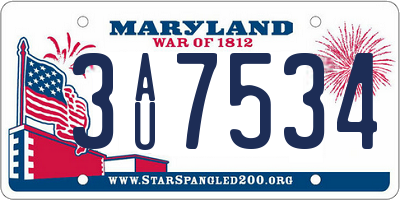 MD license plate 3AU7534
