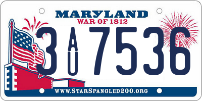 MD license plate 3AU7536