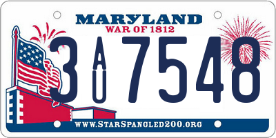MD license plate 3AU7548