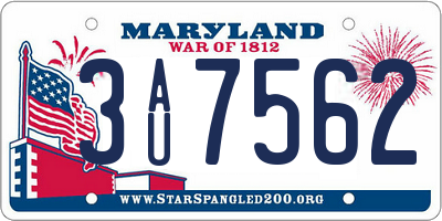 MD license plate 3AU7562