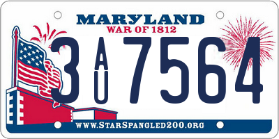 MD license plate 3AU7564