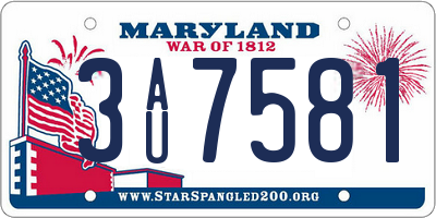 MD license plate 3AU7581