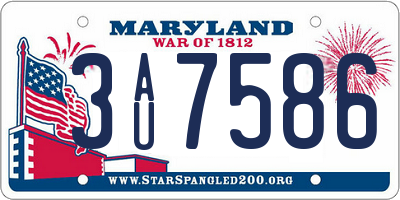 MD license plate 3AU7586