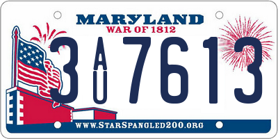 MD license plate 3AU7613