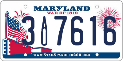 MD license plate 3AU7616
