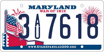 MD license plate 3AU7618