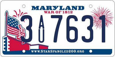 MD license plate 3AU7631