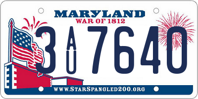 MD license plate 3AU7640