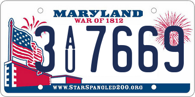 MD license plate 3AU7669