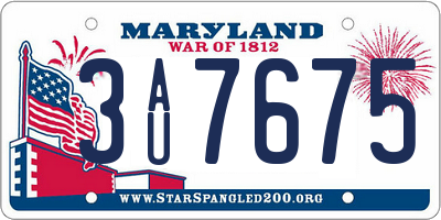MD license plate 3AU7675