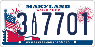 MD license plate 3AU7701