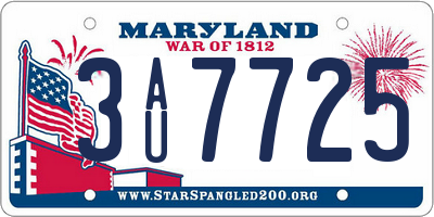 MD license plate 3AU7725