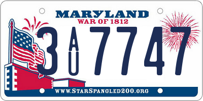 MD license plate 3AU7747