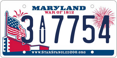 MD license plate 3AU7754