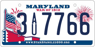 MD license plate 3AU7766