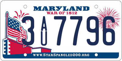 MD license plate 3AU7796
