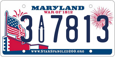 MD license plate 3AU7813