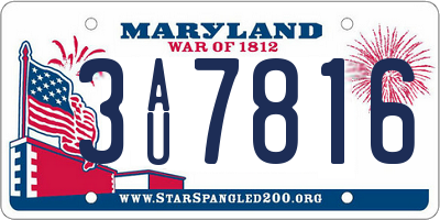 MD license plate 3AU7816