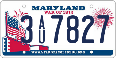 MD license plate 3AU7827