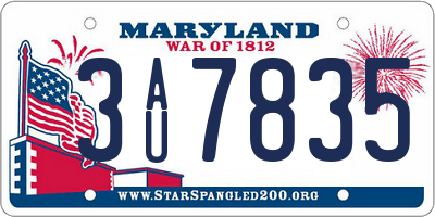 MD license plate 3AU7835
