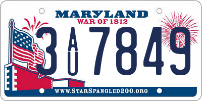 MD license plate 3AU7849