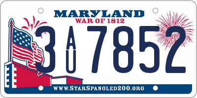 MD license plate 3AU7852