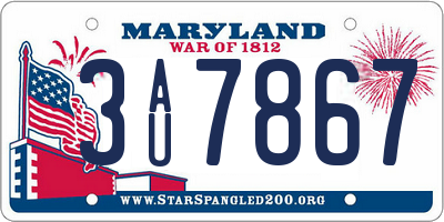 MD license plate 3AU7867