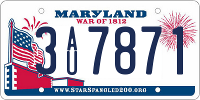 MD license plate 3AU7871