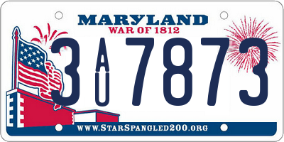 MD license plate 3AU7873
