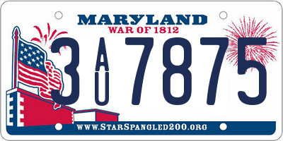 MD license plate 3AU7875