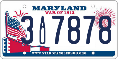 MD license plate 3AU7878