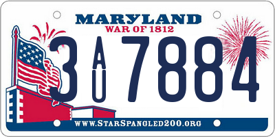 MD license plate 3AU7884